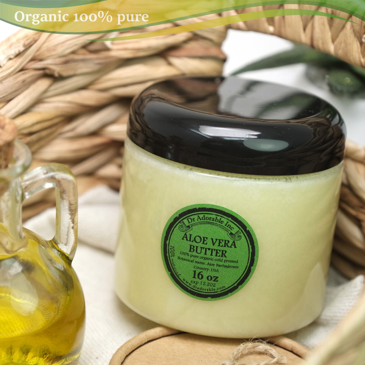 Organic Aloe Vera Butter - Cold Pressed, Multiple Sizes