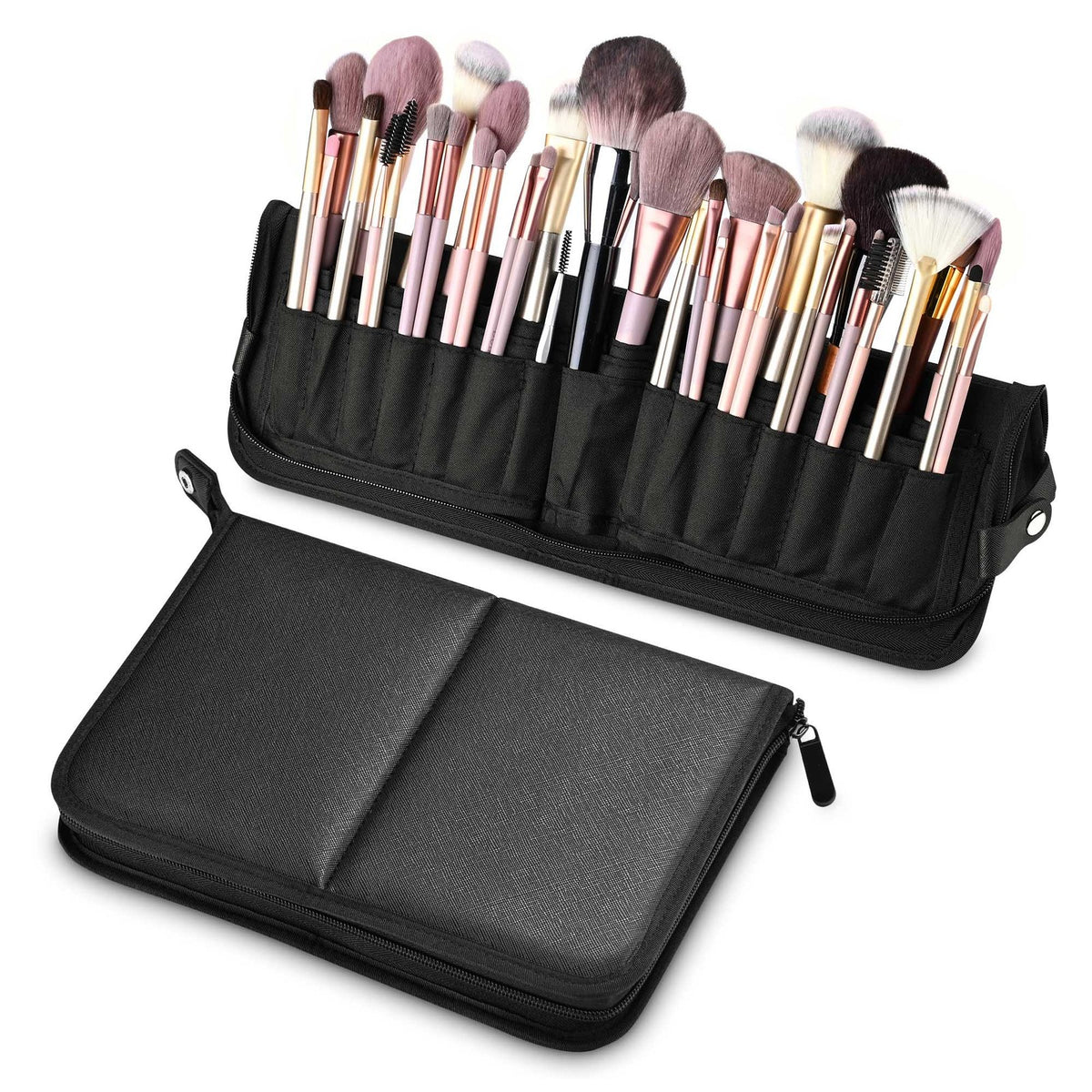 Portable Makeup Brush Organizer Bag with 14 Large & 15 Small Holes Travel Case