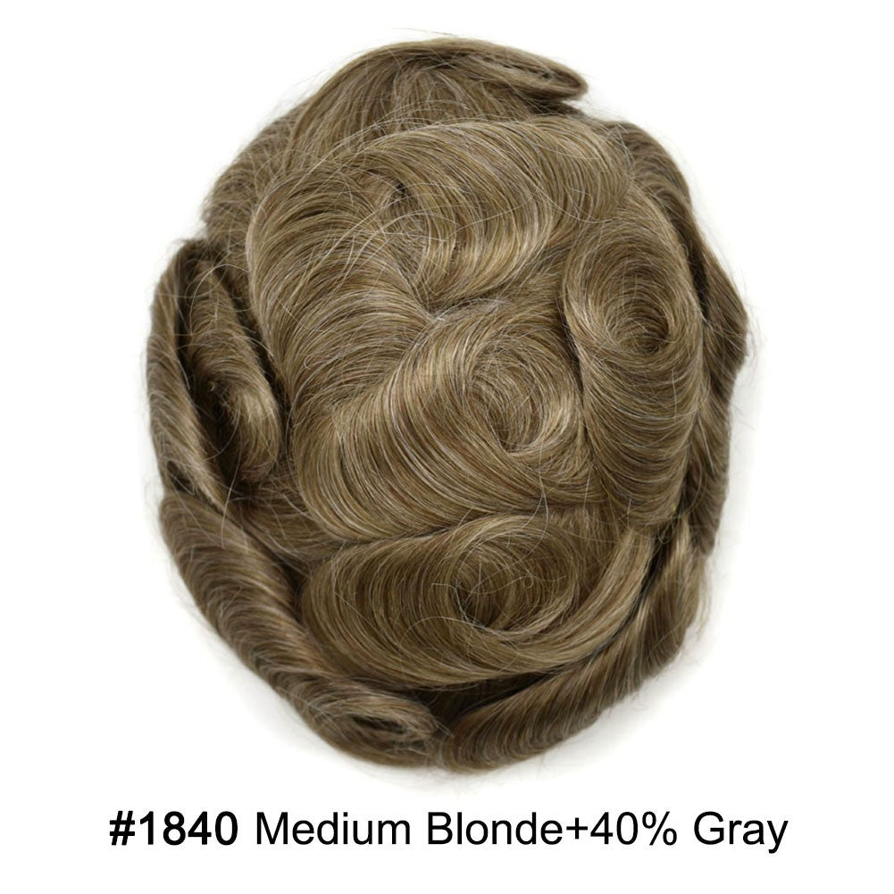 Men's Human Hair Toupee Replacement System - Ultra Thin Skin Hairpiece