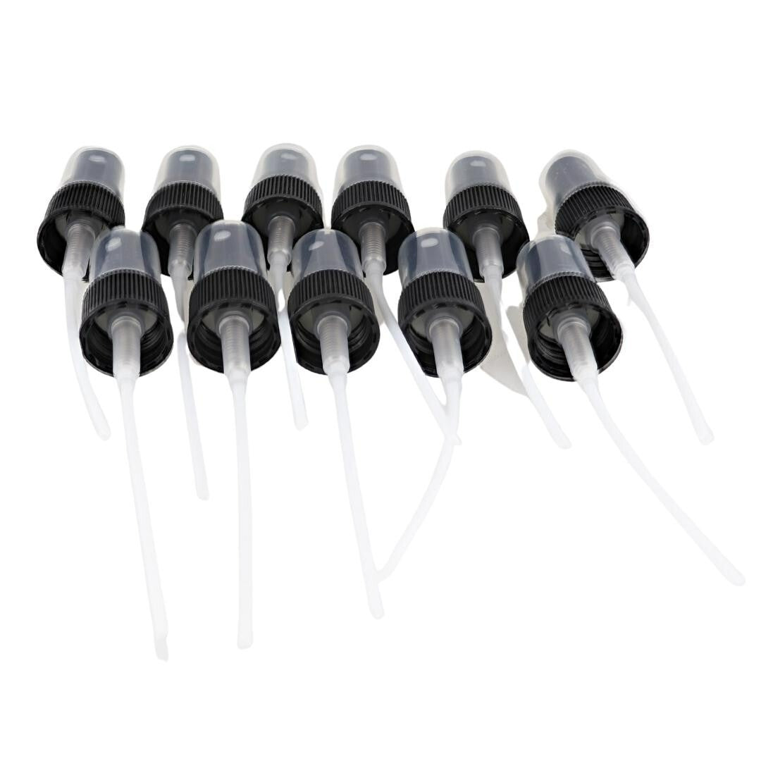 Black Fine Mist Sprayer Caps 20/410 with 4.25" Dip Tube - Bag of 12