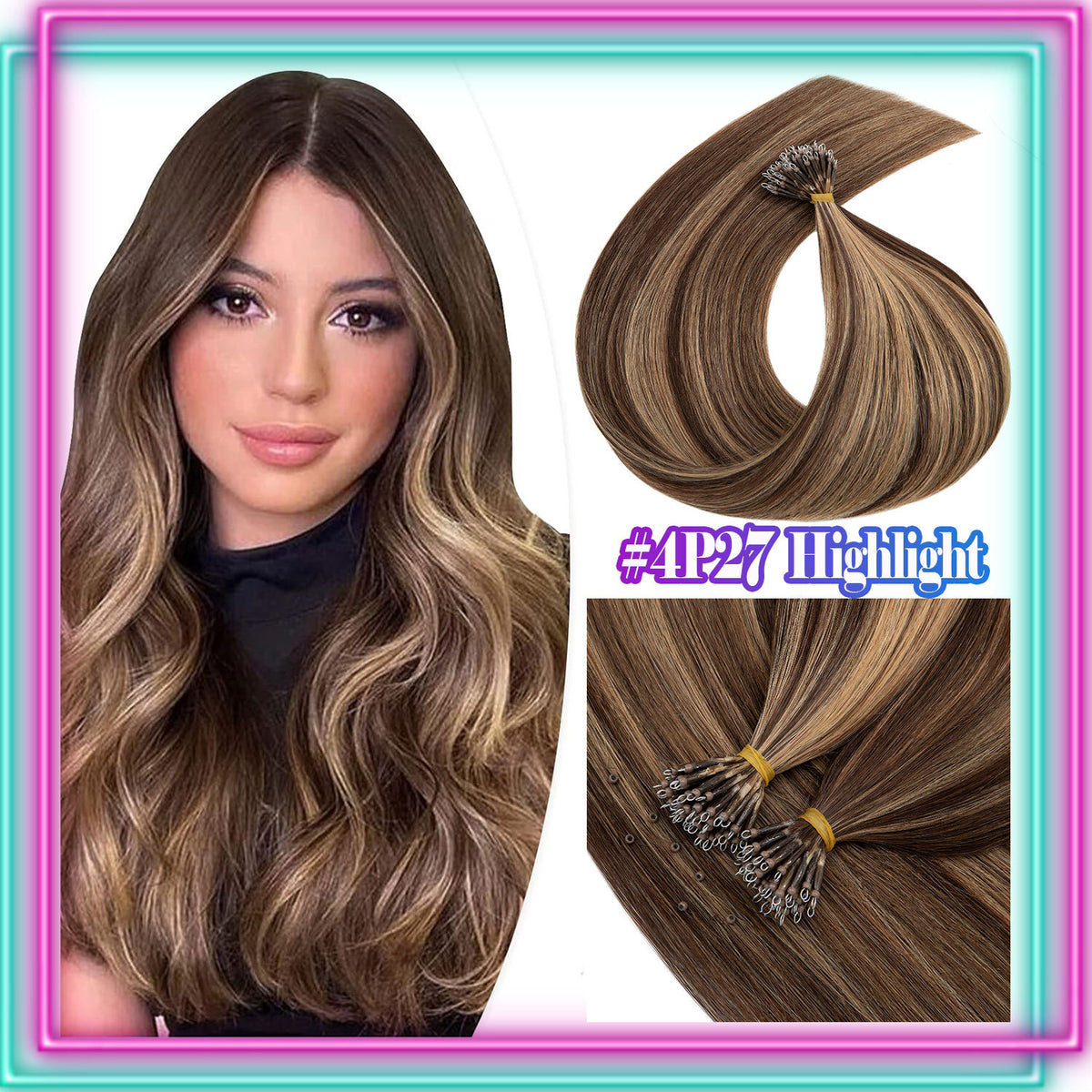 Nano Ring Hair Extensions 100% Human Remy Micro Loop Beads - Multiple Colors & Lengths