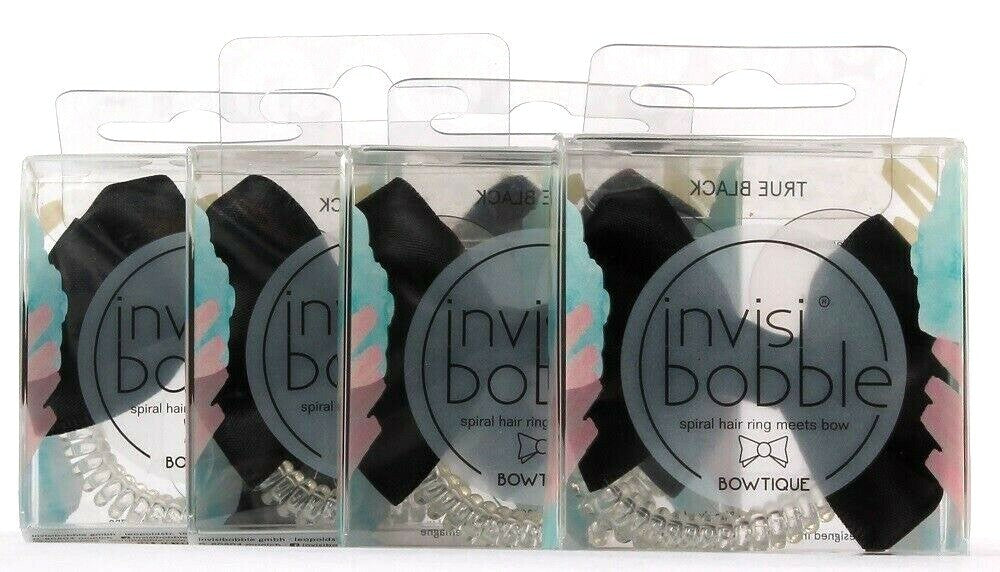 4 Ct Invisibobble BowTique Black Spiral Hair Ring Meets Bow Traceless