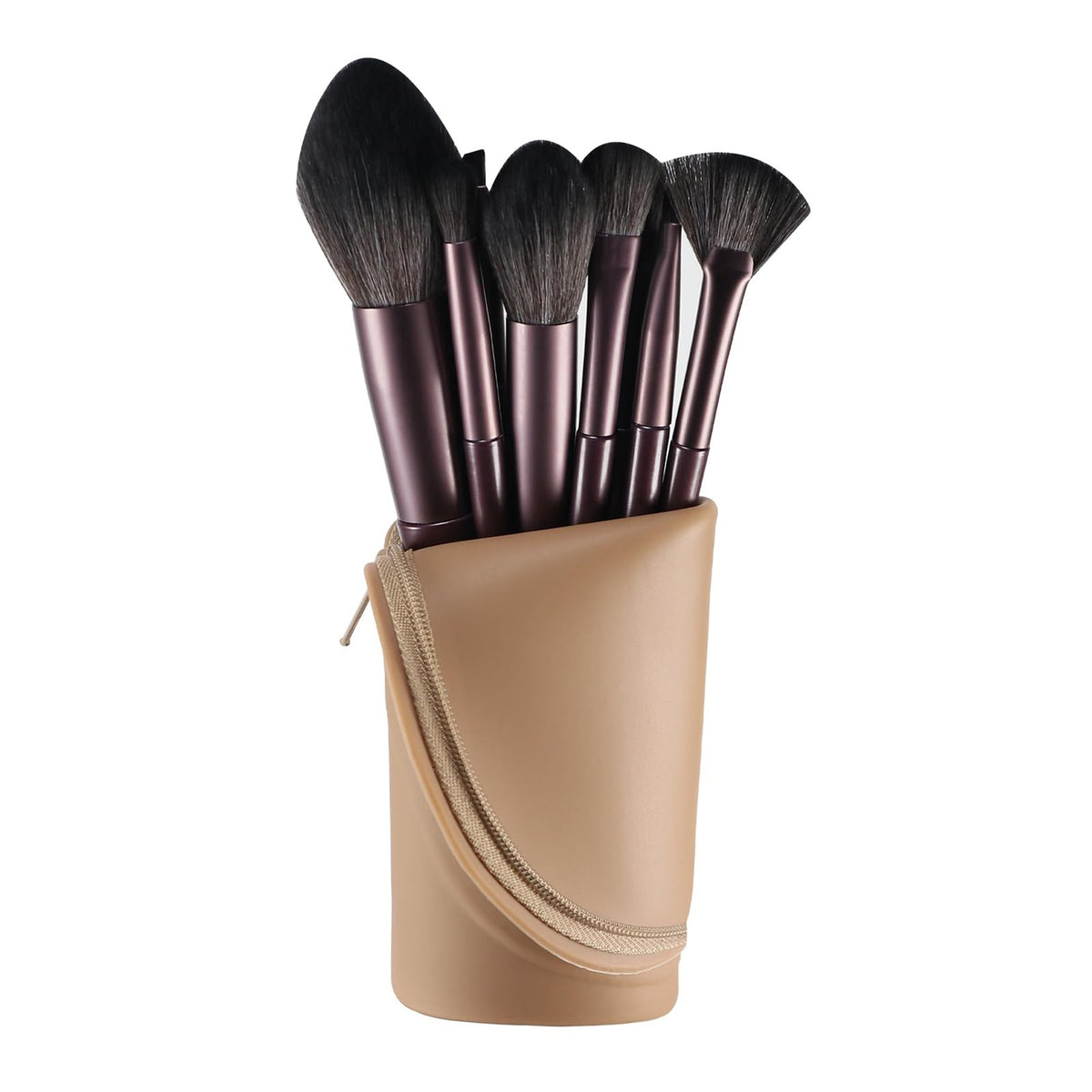 Travel Makeup Brush Holder Case - Silicone Portable Zipper