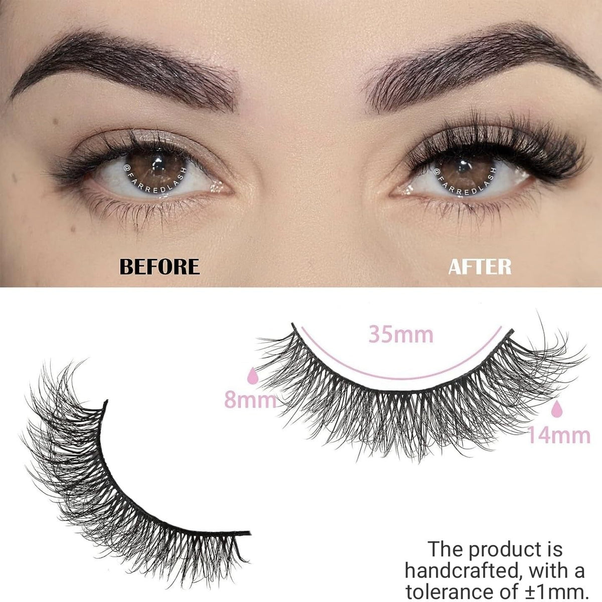 Short Wispy False Eyelashes 14 Pairs - Natural Look & Reusable