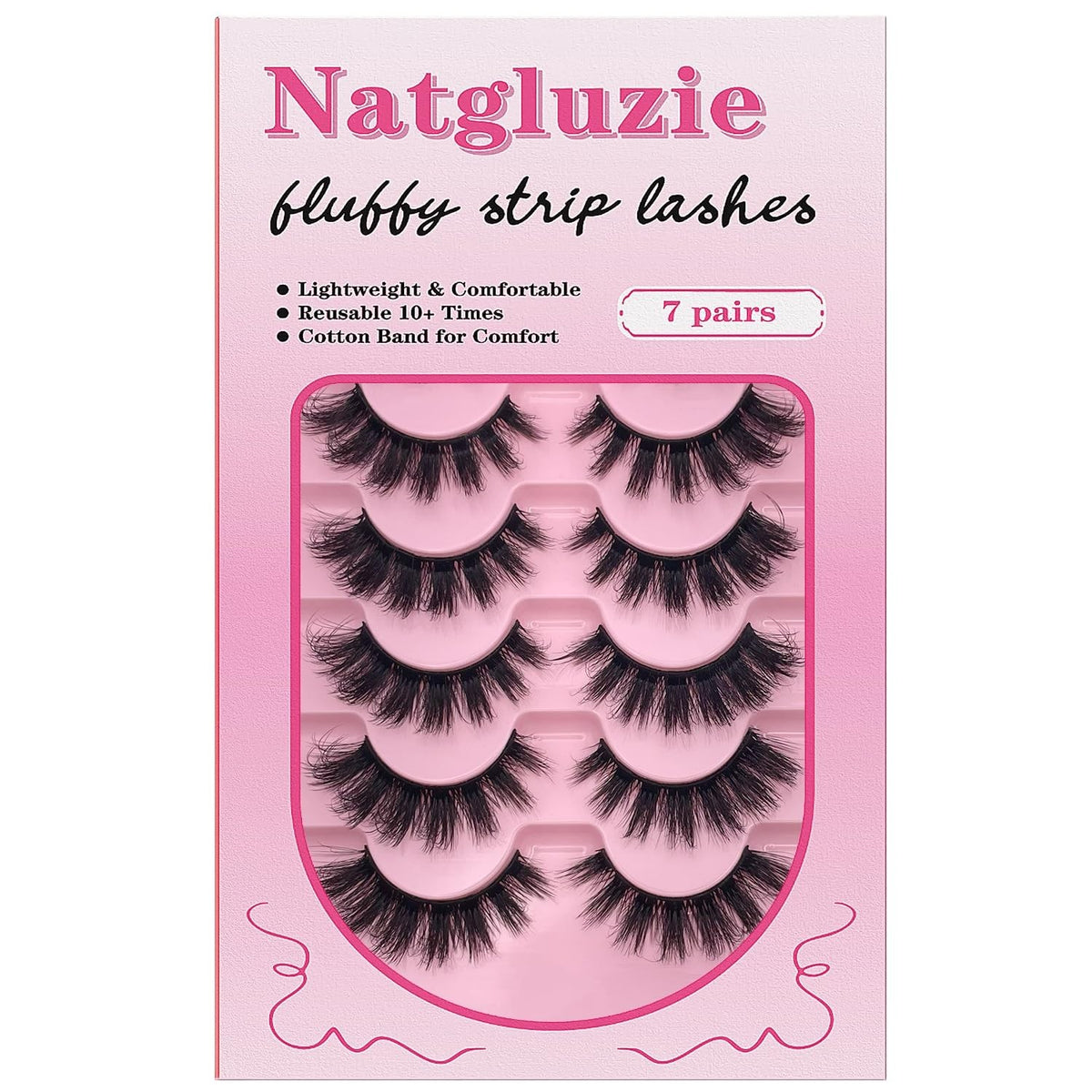 Wispy False Eyelashes Strips - Russian 3D Mink Style, 7 Pairs