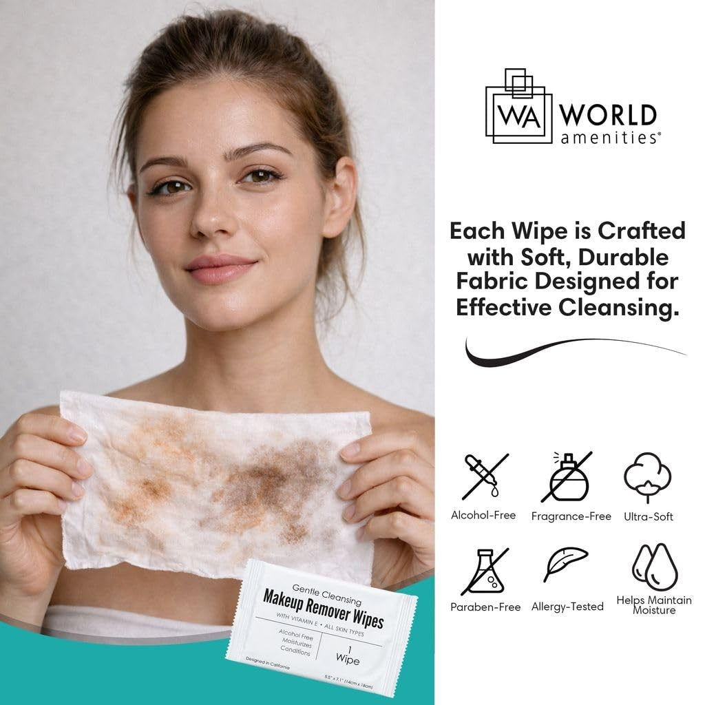 Makeup Remover Wipes Alcohol-Free Vitamin E Face Cleansing Towelettes