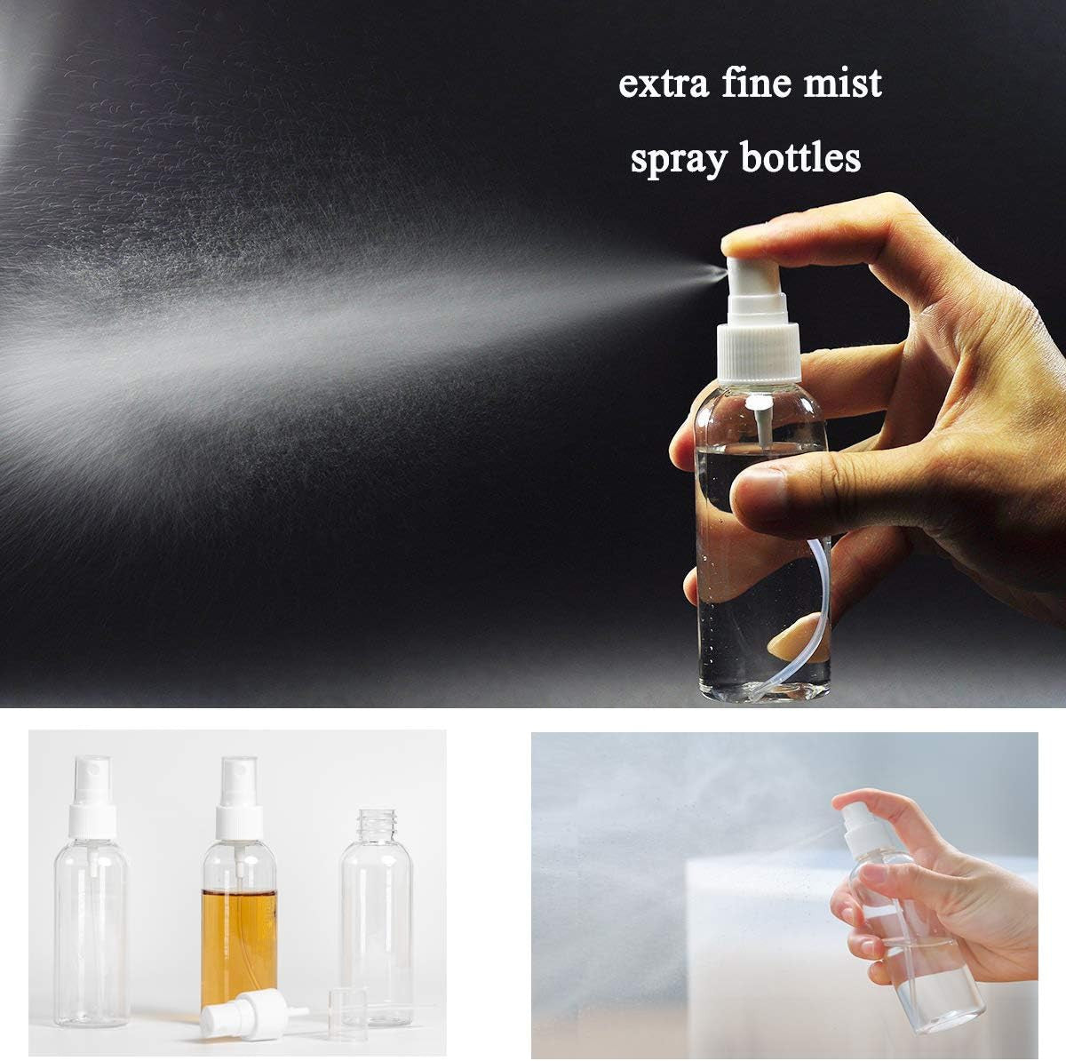 3 Pack Travel Spray Bottles 2.7oz / 80ml Empty Fine Mist Refillable