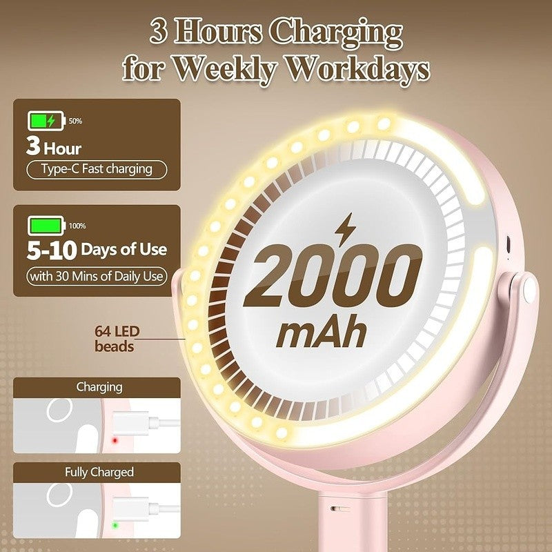 Lighted Magnifying Makeup Mirror with Adjustable Brightness & 360° Rotation