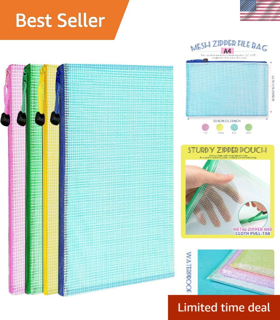Waterproof Zipper Pouch Bags Set of 4 for Travel and Organization