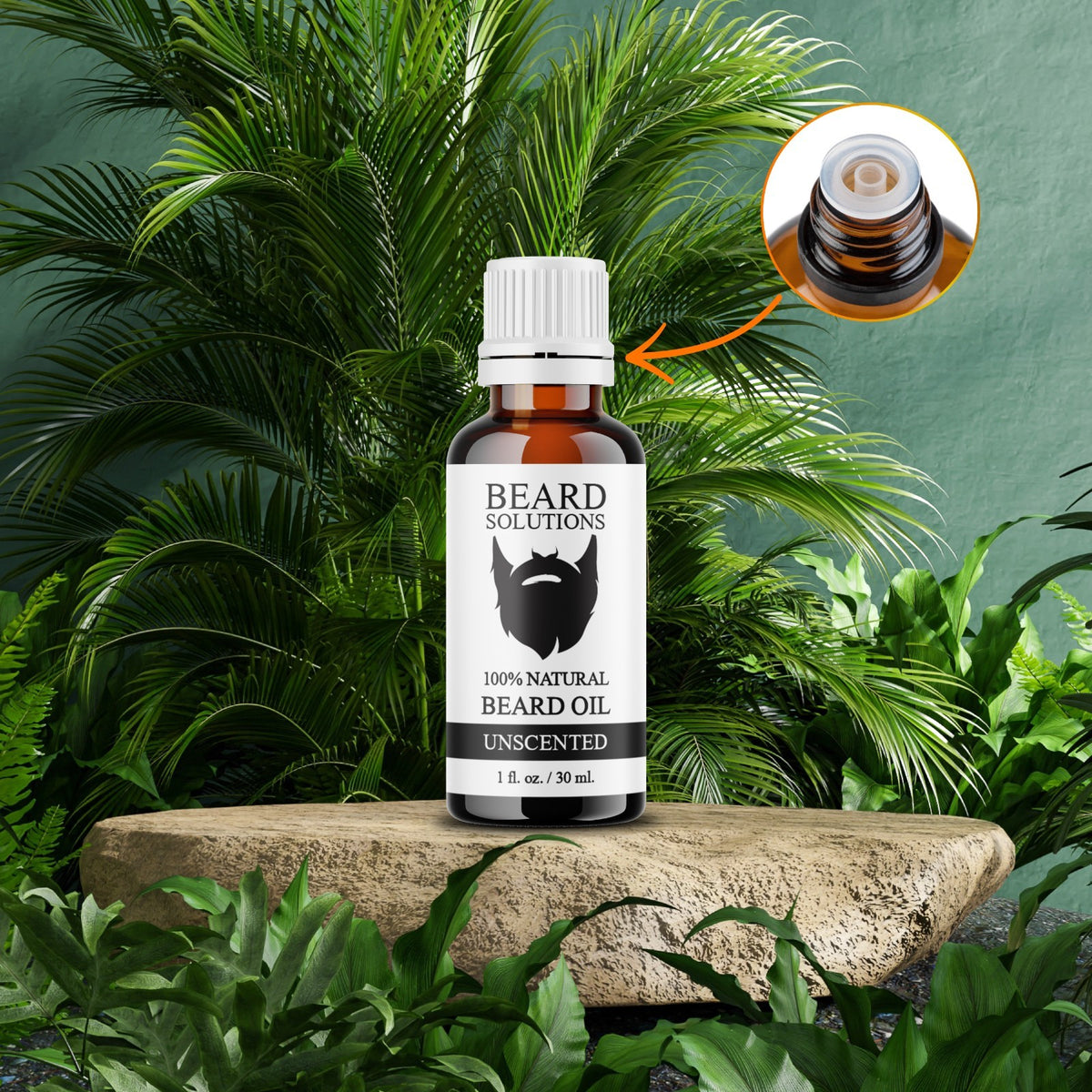 Unscented Beard Oil for Men - Hair Growth Serum & Facial Grooming 1 oz