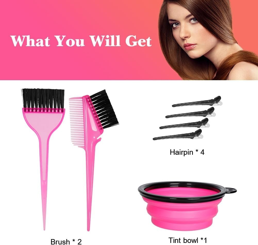 Hair Dye Brush and Bowl Set - Pink & Black