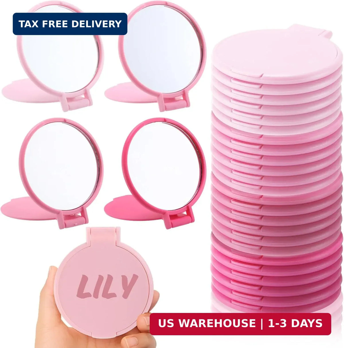 12 Pack Small Compact Pocket Mirrors with Flip-Up Design - Portable Makeup & Personal Grooming