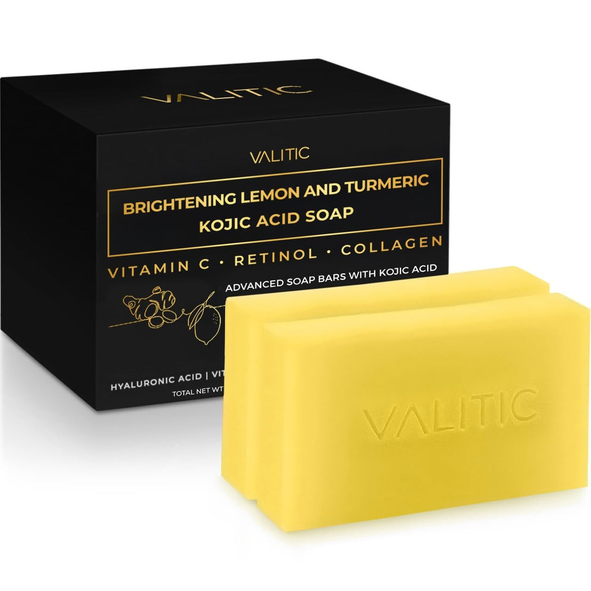 Brightening Lemon Turmeric Kojic Soap Pack of 2 - Light Yellow Skin Clarifying
