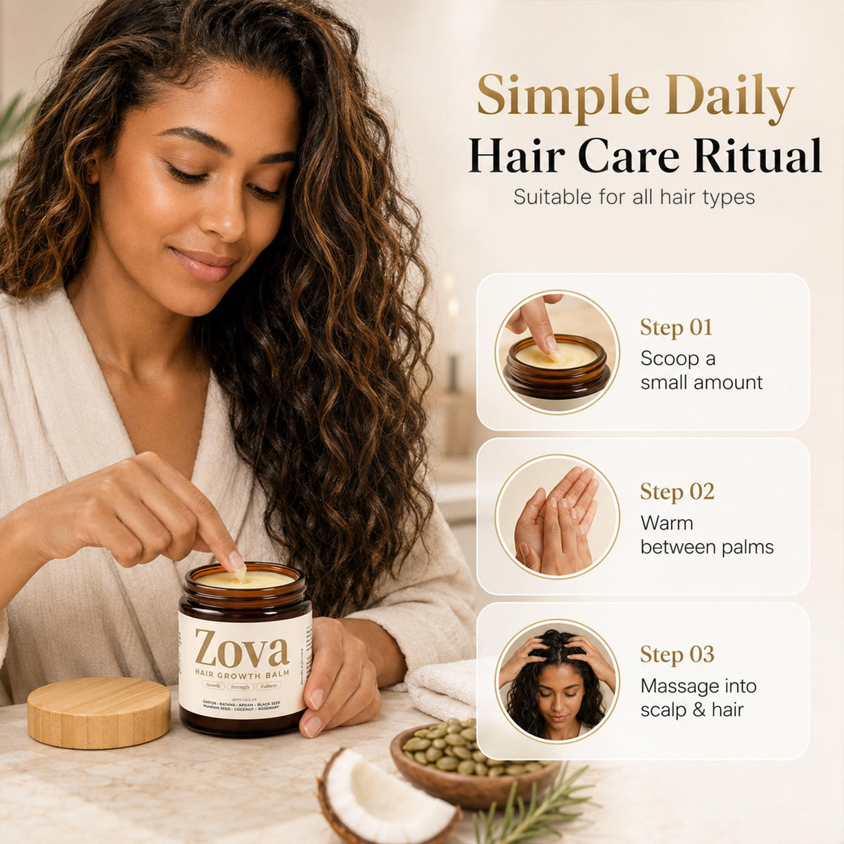 Hair Growth Balm with Castor Argan 4oz - Nourishing Hair Treatment