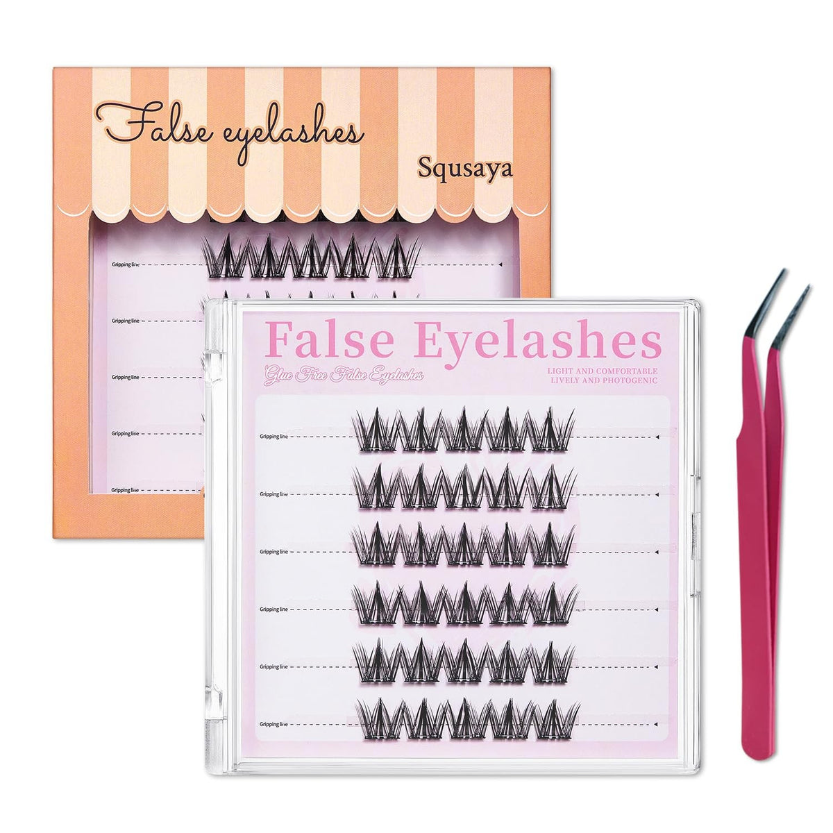 Pre Glued Eyelash Clusters Set U65 - Natural False Lashes for Easy Wear