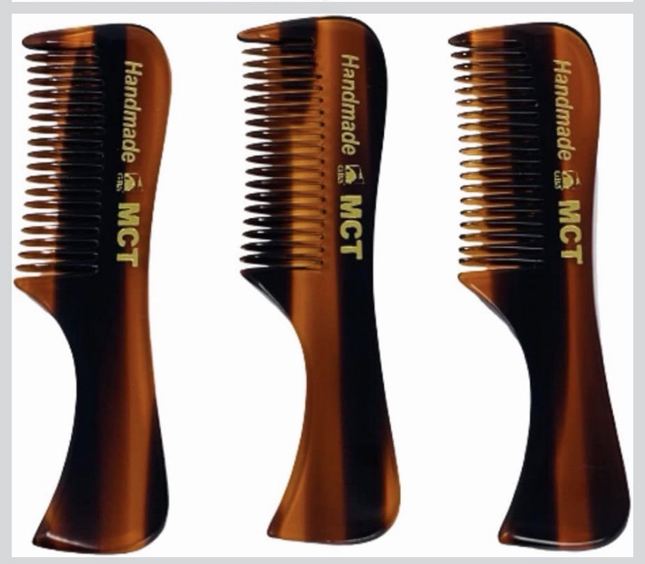 Men's Travel Mini Tortoise Shell Mustache Beard Eyebrow Comb Set - 3 Pack