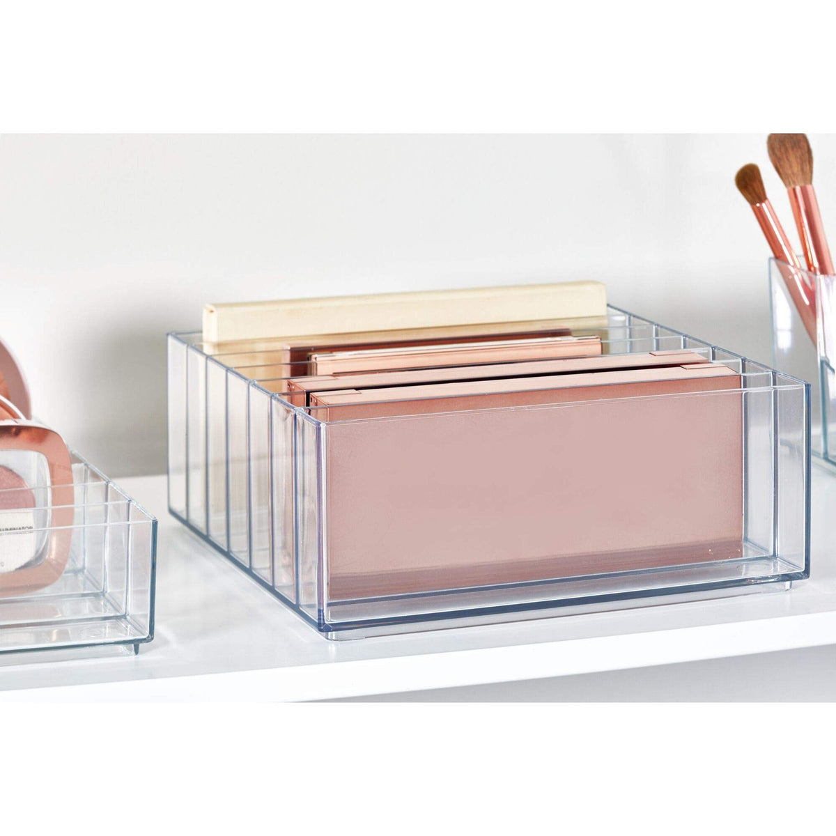 BPA-Free Plastic Makeup Organizer with 7 Compartments - Clear