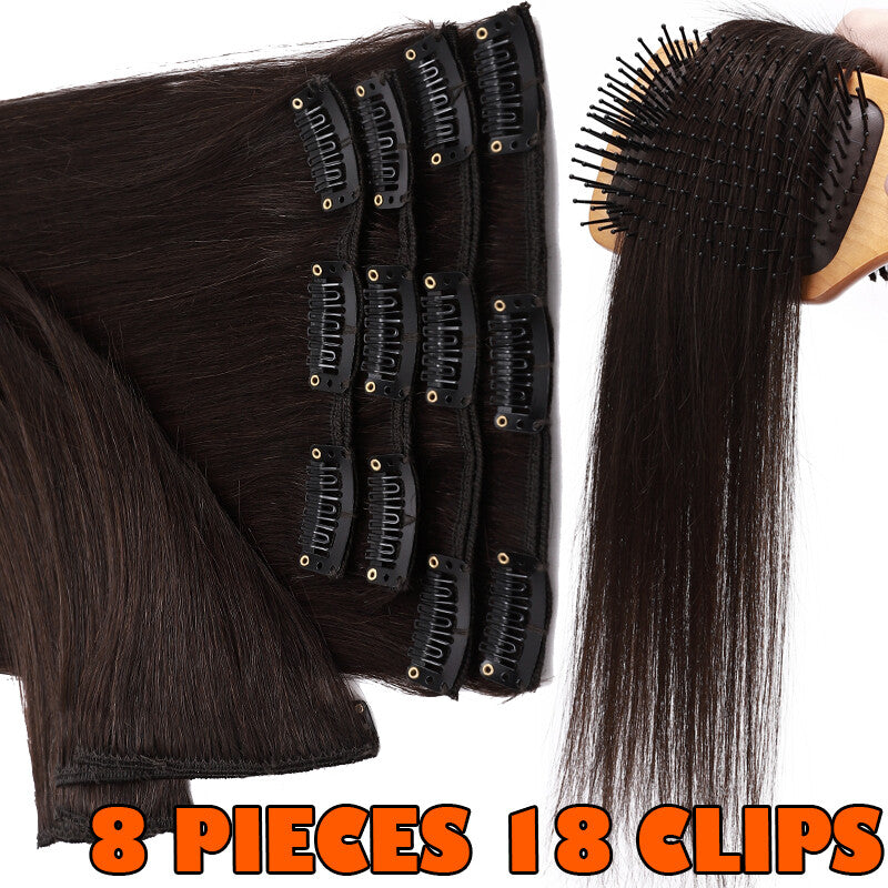 Russian Clip-In Hair Extensions 100% Remy Human Hair Full Head Long-Medium