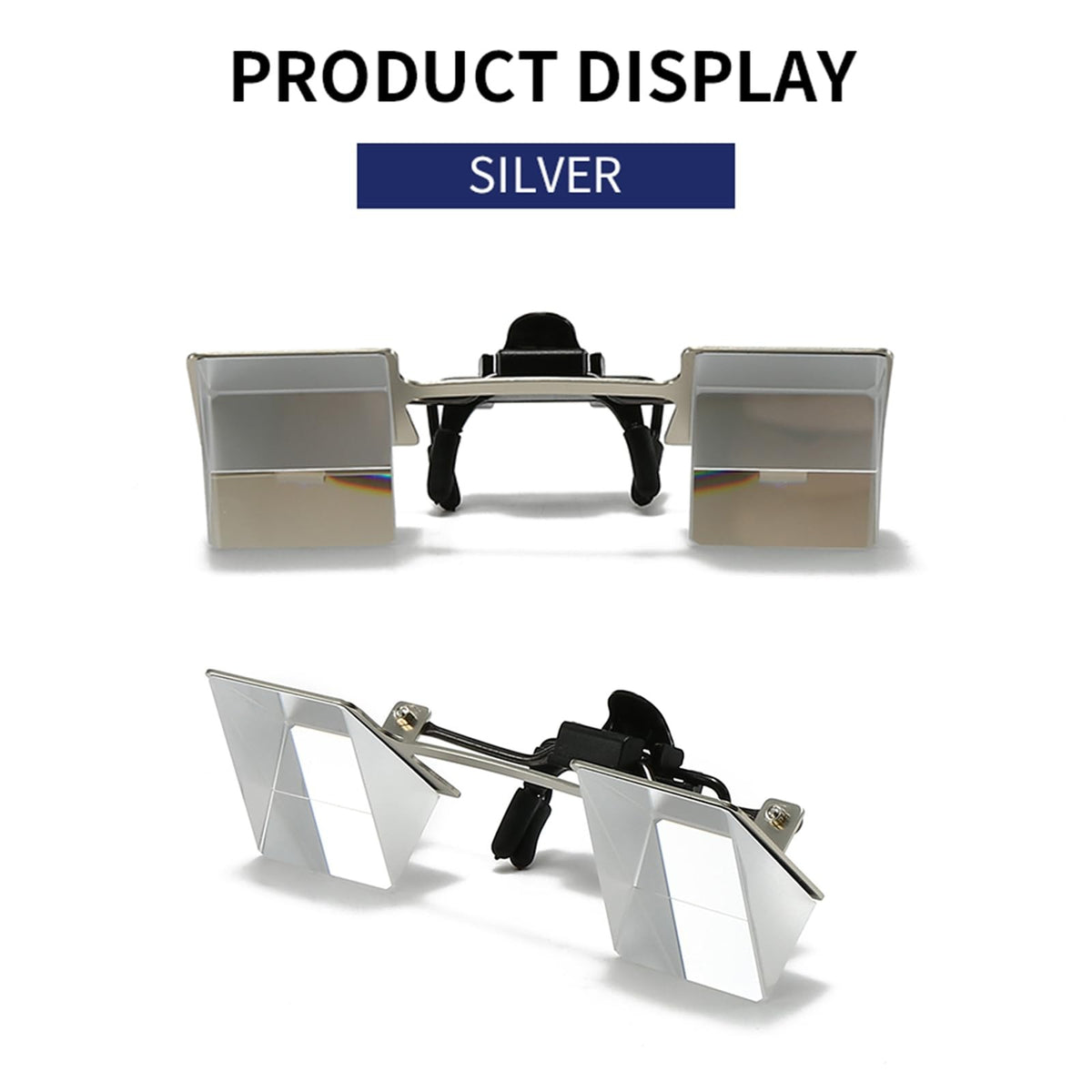 Lazy Glasses 90 Degree Clip-On Reading Glasses for Lying Down - Silver, 3.74 Inches