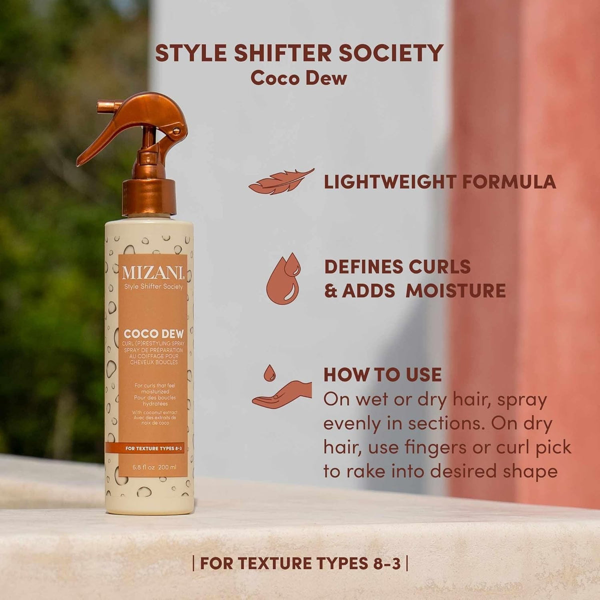 Curl Restyling Spray for All Hair Types - Hydrating & Frizz Control 6.8oz