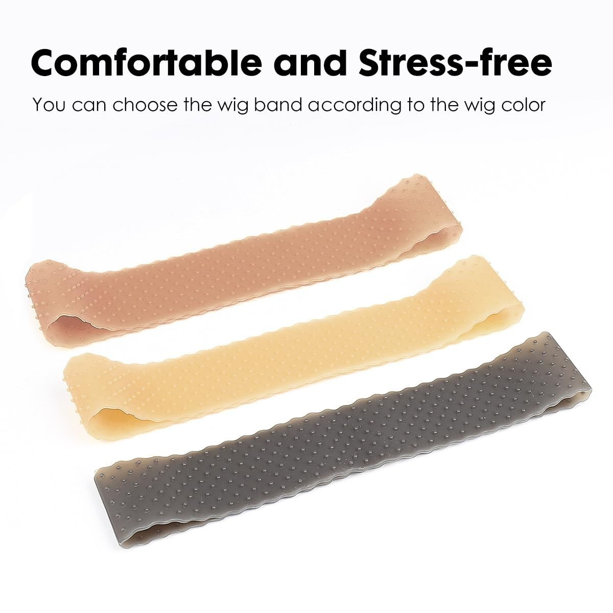 Adjustable Silicone Wig Grip Bands for Lace Front Wigs - Brown, 2 Pack