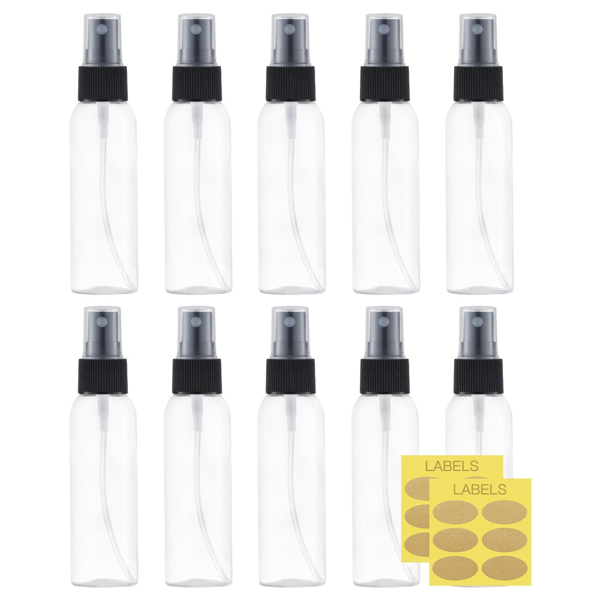 Refillable 2oz Travel Spray Bottles - Clear Fine Mist Atomizers 10 Pack