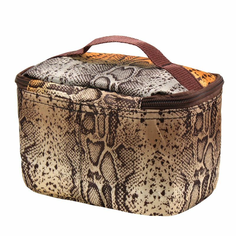 Small Cosmetic Bag with Mirror and Brush Holder - Travel Makeup Organizer