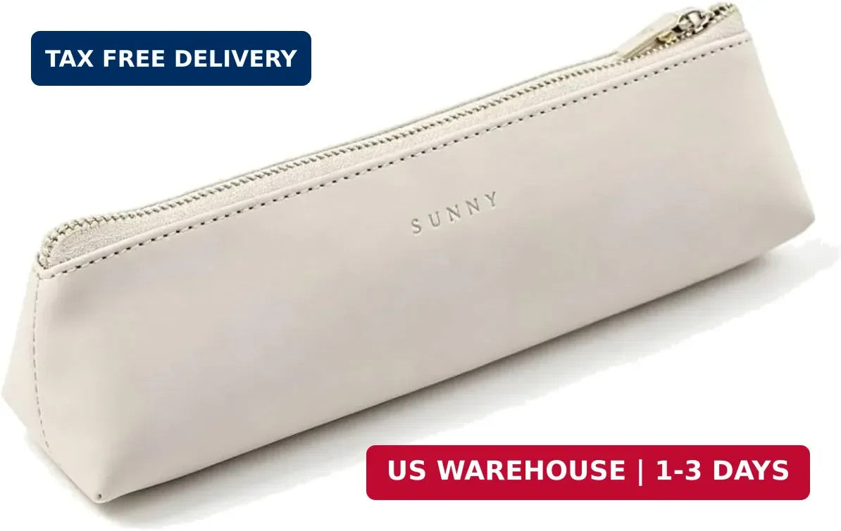 PU Leather Makeup Bag Pen Organizer Stationery Case - Waterproof Portable