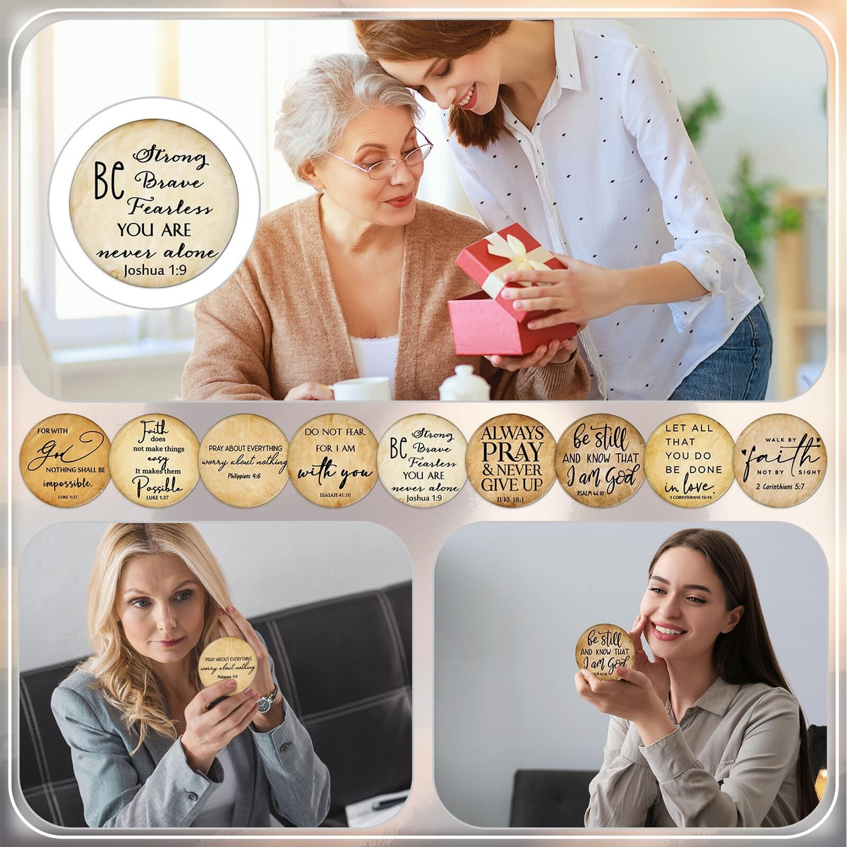 36 Pack Mini Christian Compact Mirrors with Bible Verses - Inspirational Religious Gifts