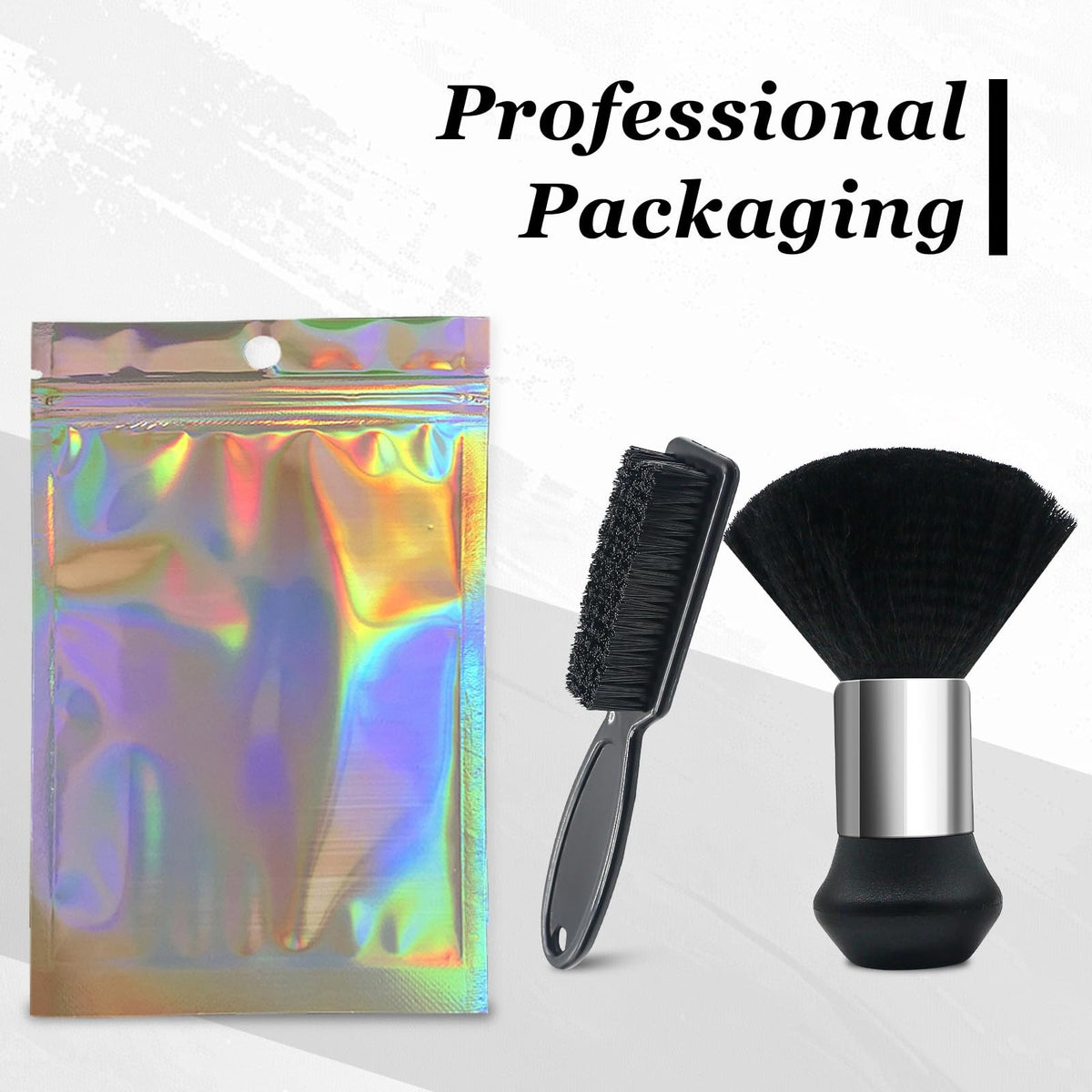 Professional Barber Brush and Neck Duster Set - 2 Piece Black Salon Tools