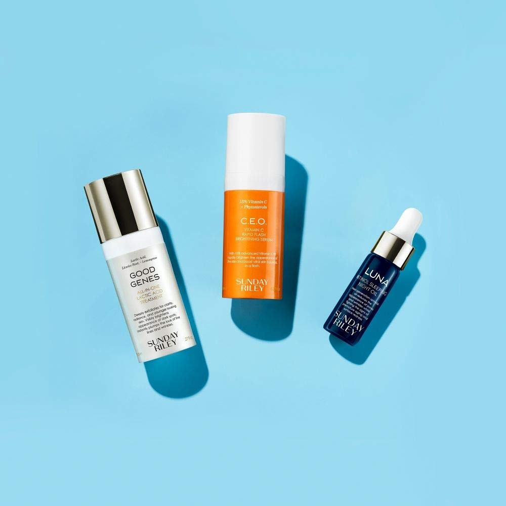 Skin Care Gift Set - Brightening, Exfoliating & Night Oil Trio