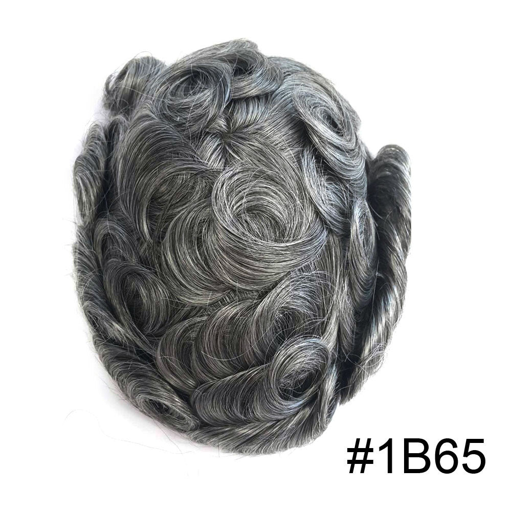 Full Poly Thin Skin Human Hair Toupee for Men - Durable, Invisible, Customizable
