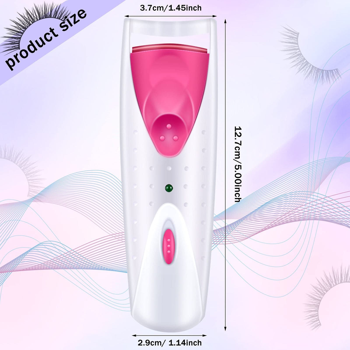 Electric Heated Eyelash Curler Set Pink - Fast Heating & Long-Lasting Curl