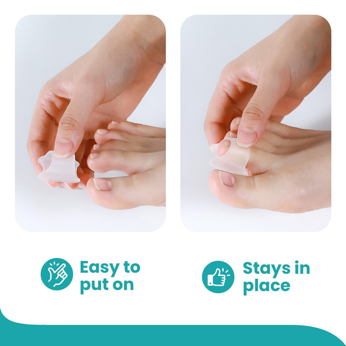 Hammertoe Corrector for Women - Soft Gel Toe Straighteners, Multi-Size, Clear
