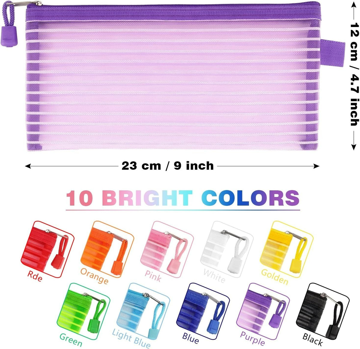 Colorful Travel Zipper Bags Set - Waterproof Organizer Pouches, 9x4.7 Inches