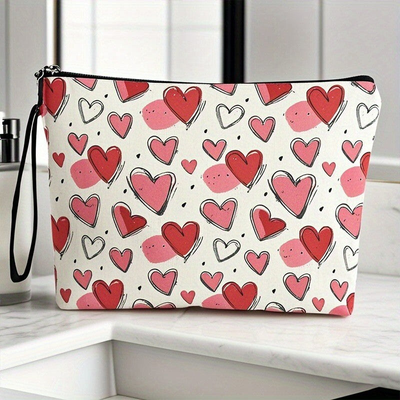 Pink Heart Makeup Bag Cosmetic Organizer Travel Toiletry Pouch Gift
