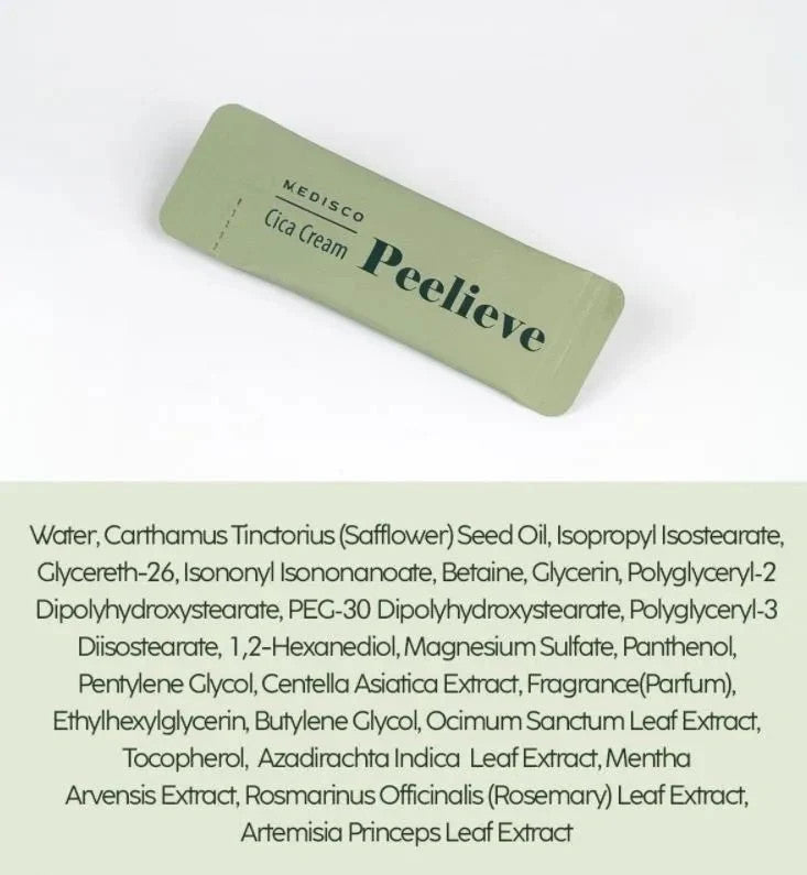 Medisco Peelieve Cica Cream Sachet - Skin Regeneration & Moisturizer for Face and Neck