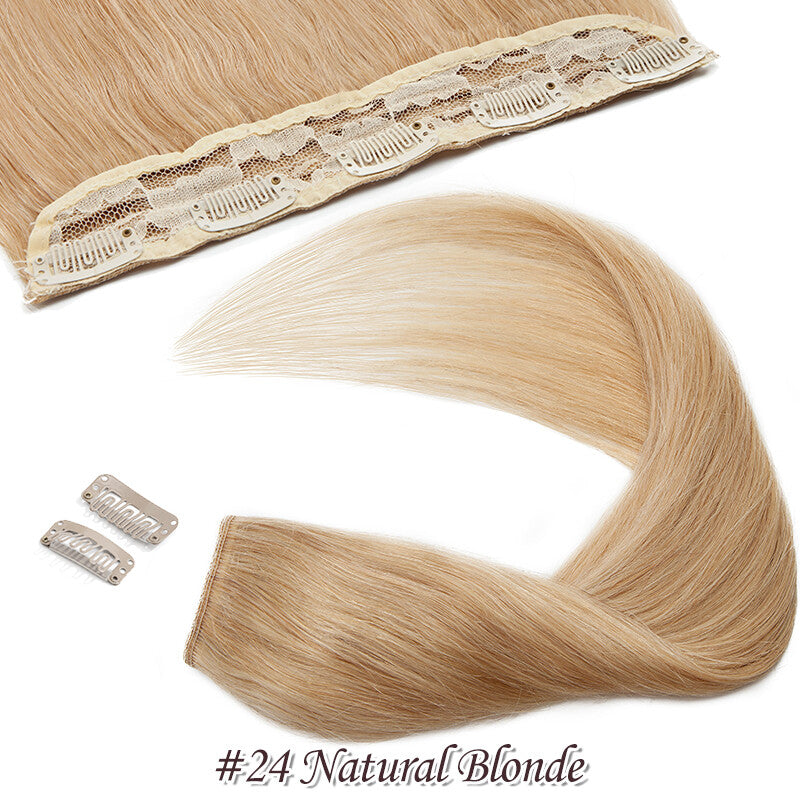 One Piece Clip-In Hair Extensions 100% Human Remy Full Head Thick Set