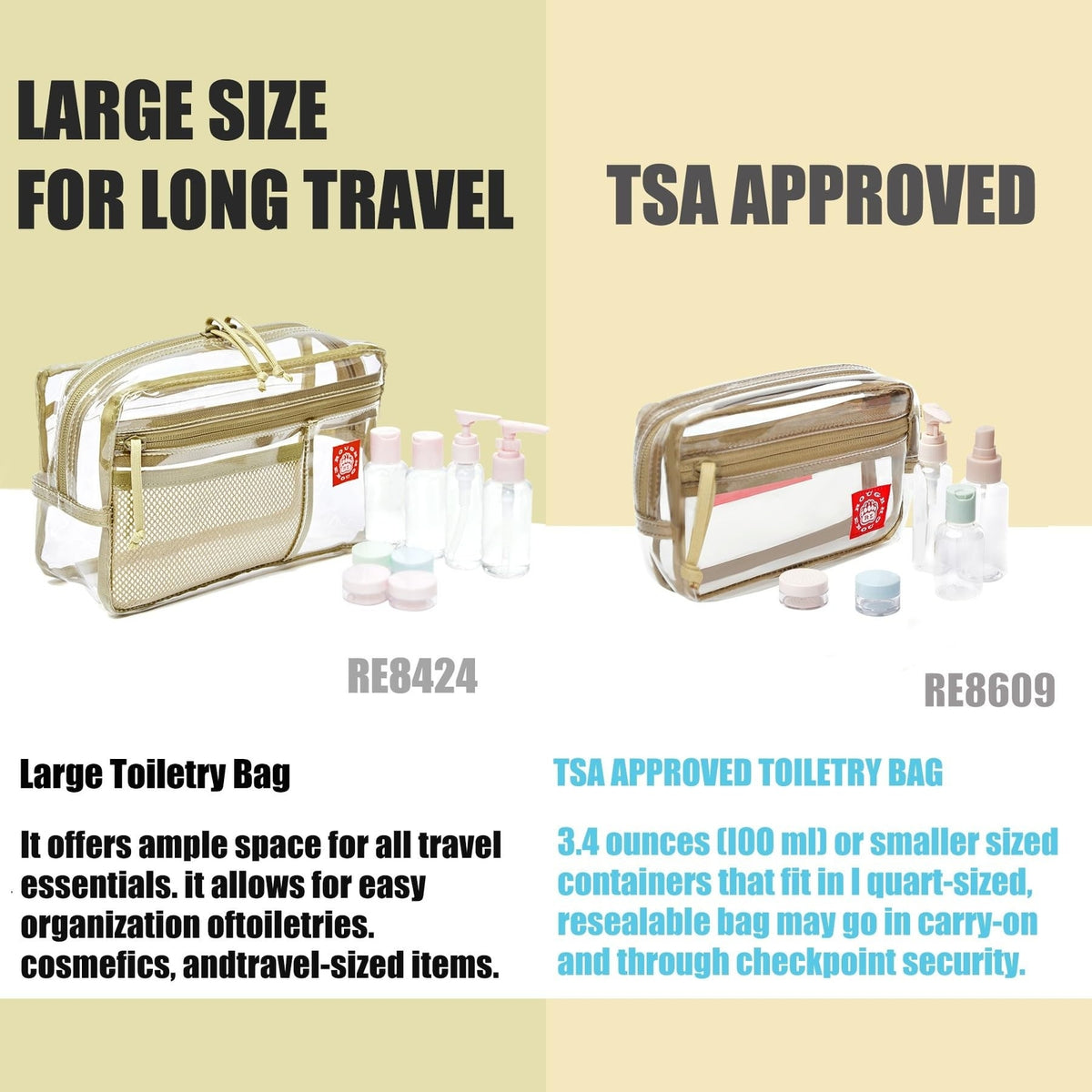 Travel Clear Makeup Bag TSA Approved 6x4 Inch Toiletry Organizer