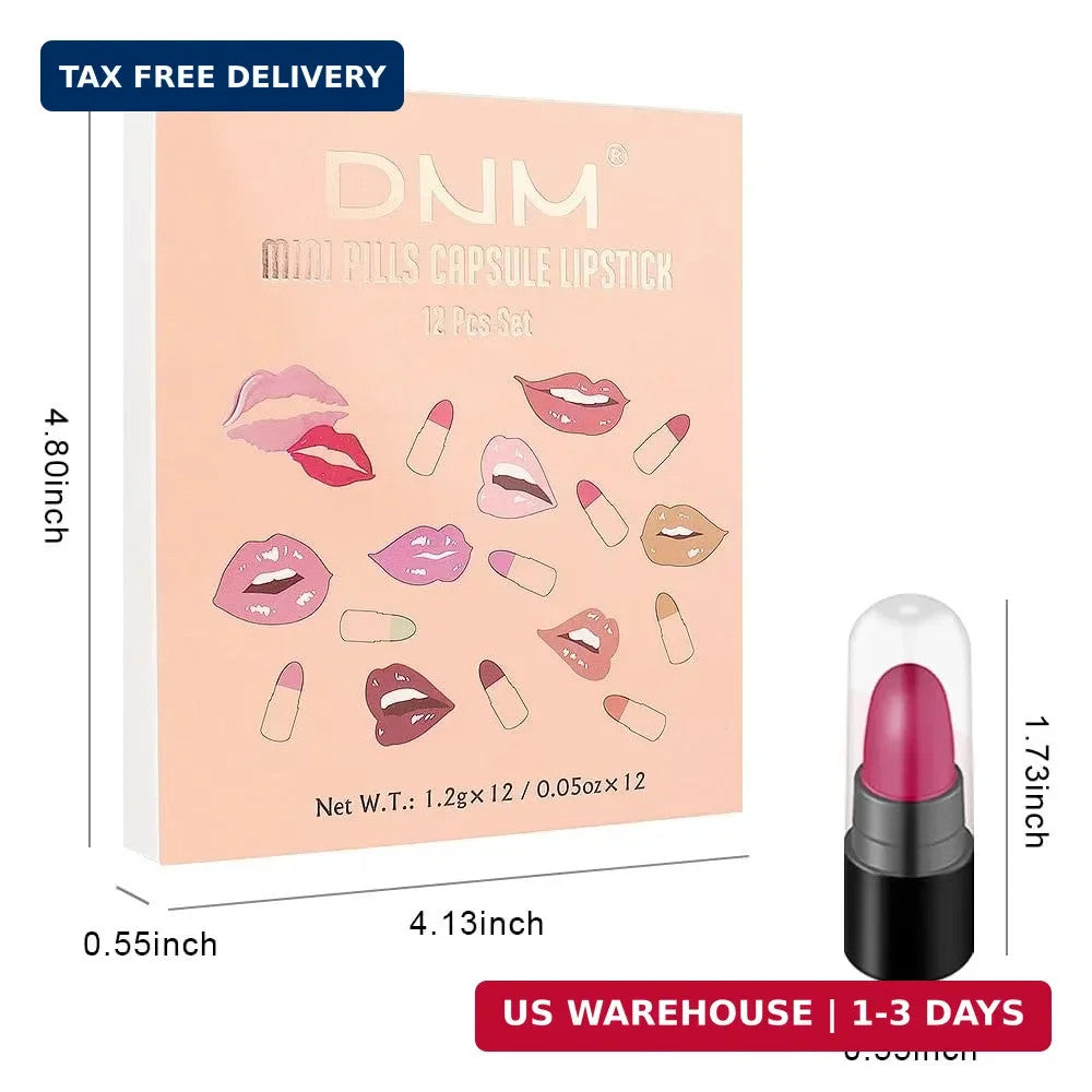 Mini Lipstick Capsule Set - Waterproof Long Lasting Matte Lip Colors for Women