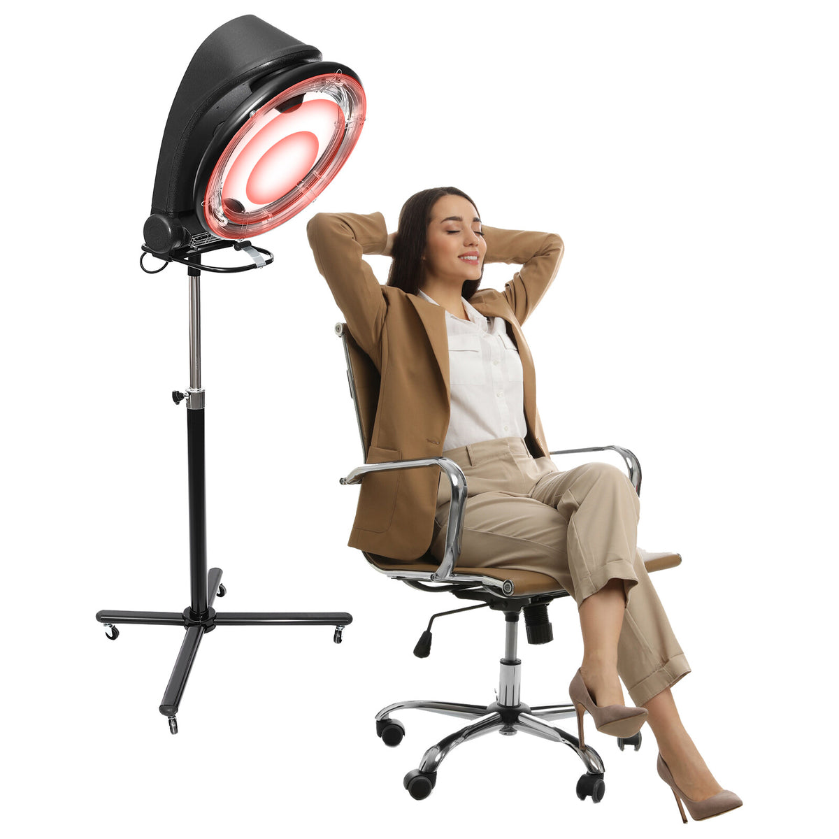 3-in-1 Infrared Hair Dryer & Steamer with 4 Wheels - Salon & Home Use
