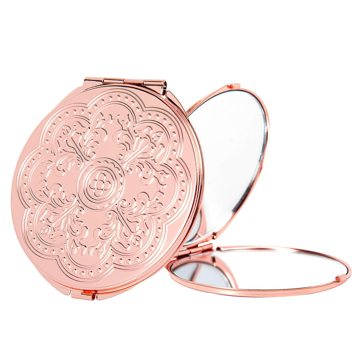 Mini Portable Metal Folding Mirror with 1X/2X Magnification - Travel Makeup and Dressing