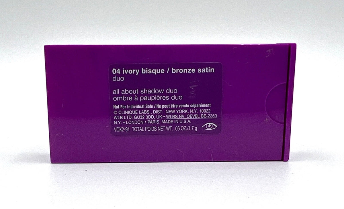 Clinique All About Shadow Duo 04 Ivory Bisque & Bronze Satin - 1.7g Eye Makeup Palette