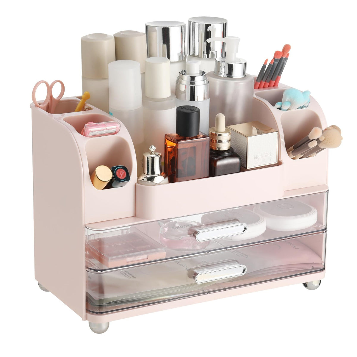 Large Makeup Organizer with Drawers and Compartments Pink - Vanity Storage