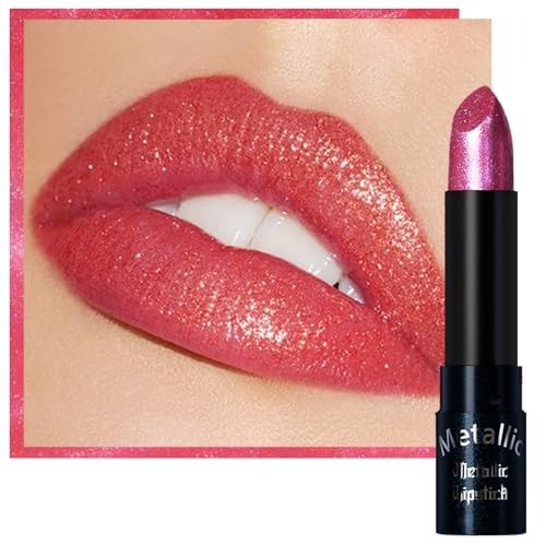 Color Changing Glitter Lipstick - Metallic Shimmer Lip Makeup for Women