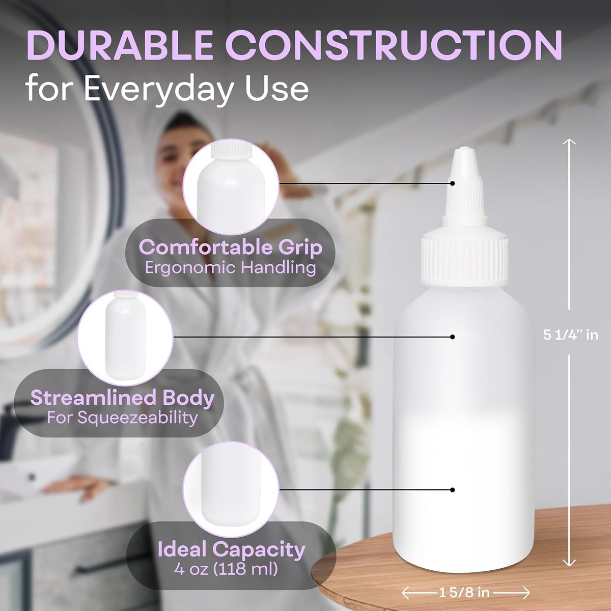 4oz Refillable Twist Applicator Bottle for Hair Coloring & Liquids