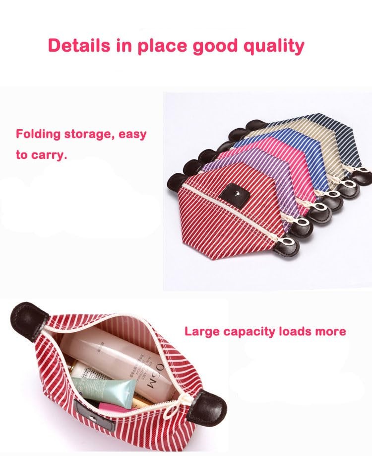 Travel Makeup Bag Set - Waterproof Nylon Cosmetic Organizer with Zipper, 2-Pack, Black & Red