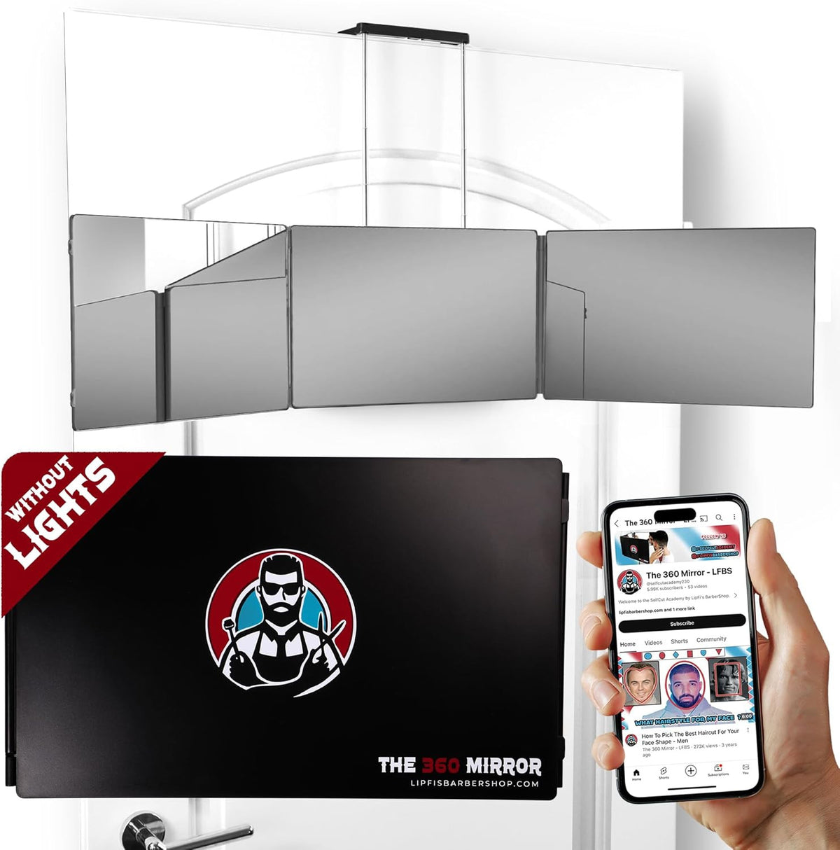 Adjustable 3-Way Mirror for Self Hair Cutting - Trifold Barber Mirror
