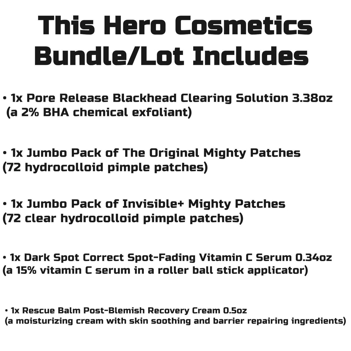 Skincare Bundle for Acne & Blemish Prone Skin - 5-Piece Set with Patches & Serums