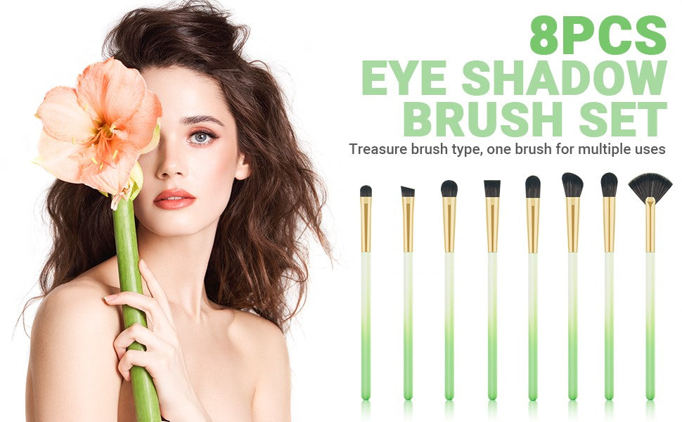 8-Piece Synthetic Eye Makeup Brush Set with Case for Beginners